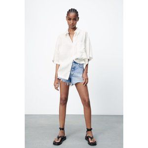 NWT Zara Ecru Flowy Oversized Shirt - Size Small